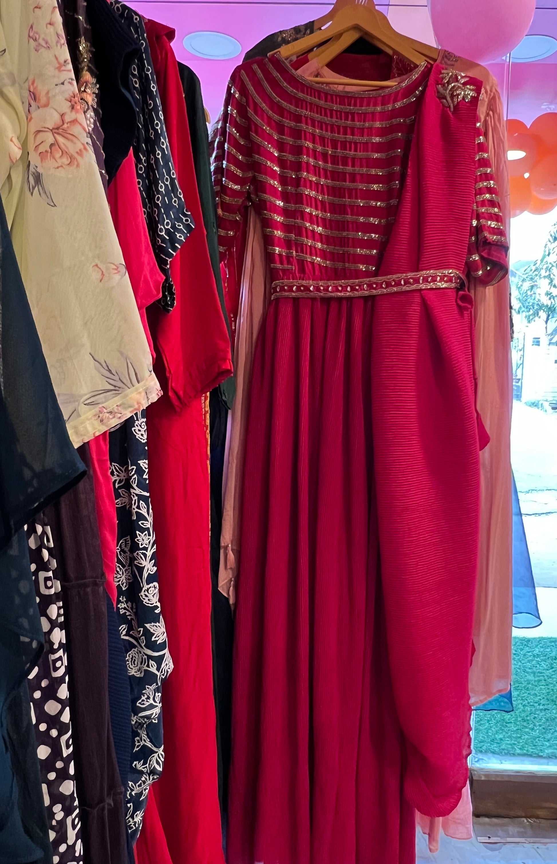 Nora pink beautiful gown - Saffronfashionindia
