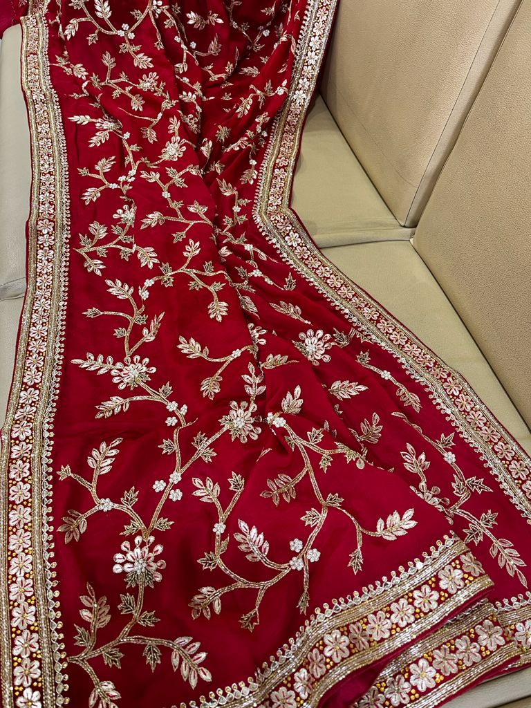Red riding hood inspired saree - Saffronfashionindia