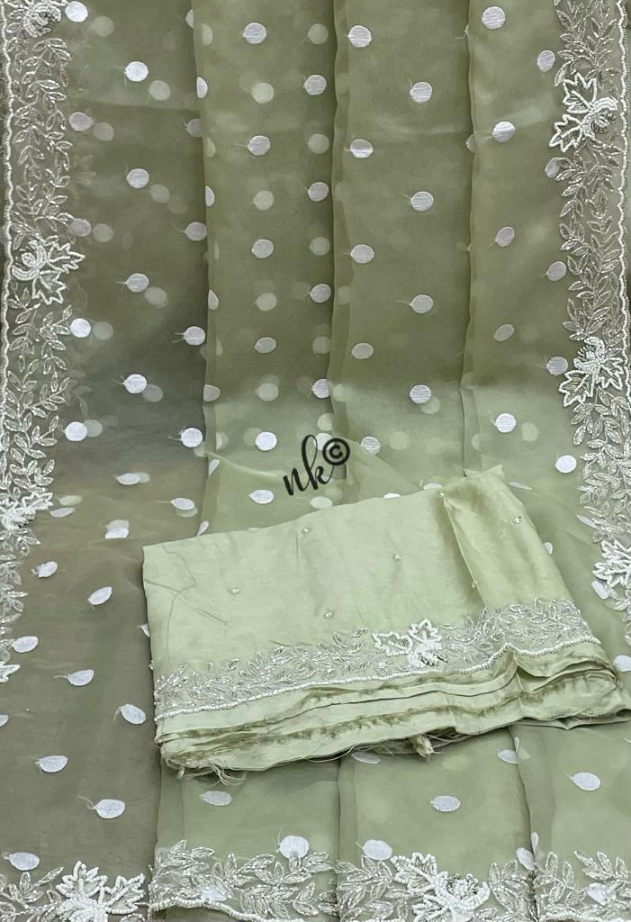 Polka dot organza saree - Saffronfashionindia