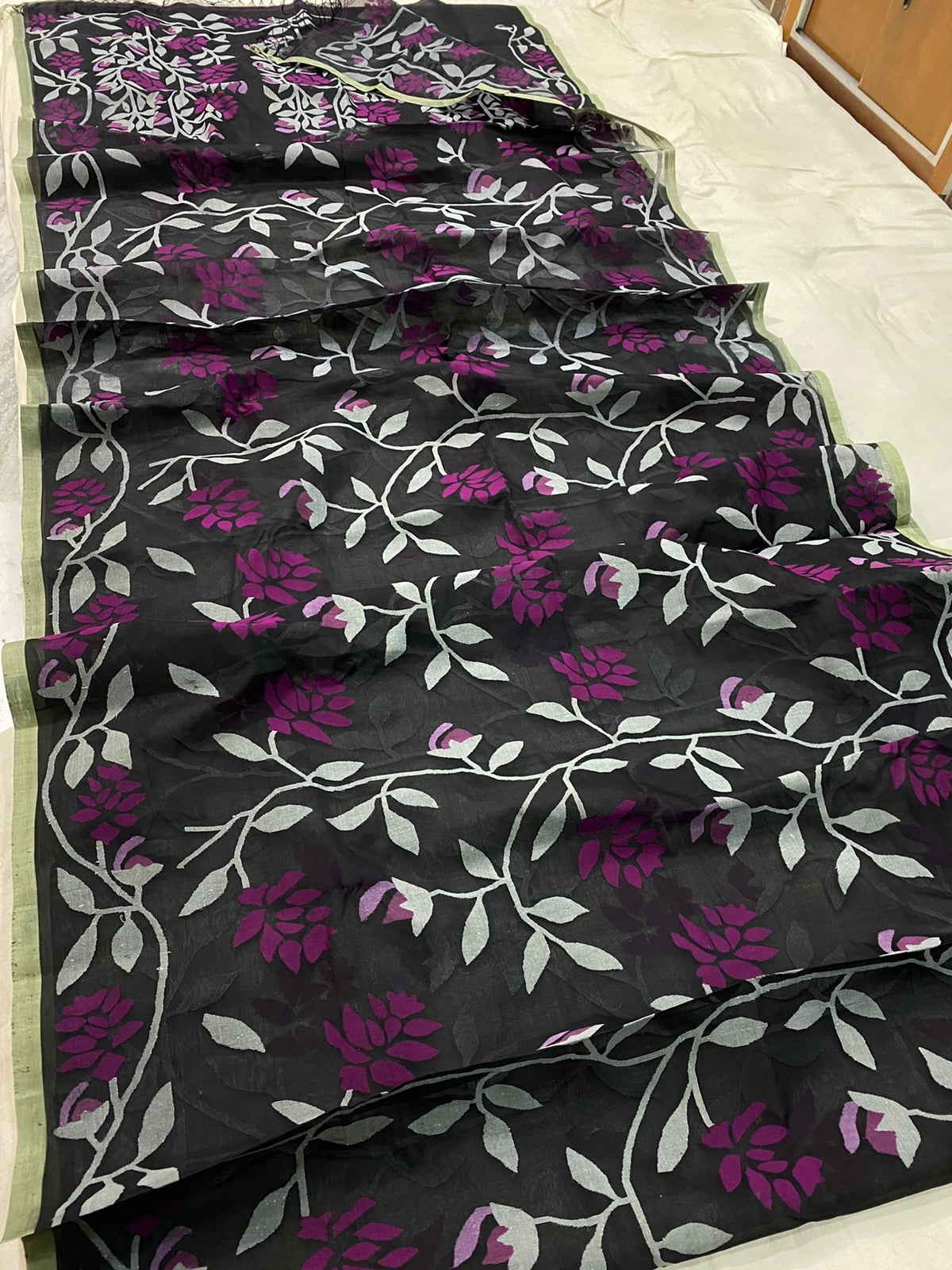 Risha muslin jamdani saree - Saffronfashionindia