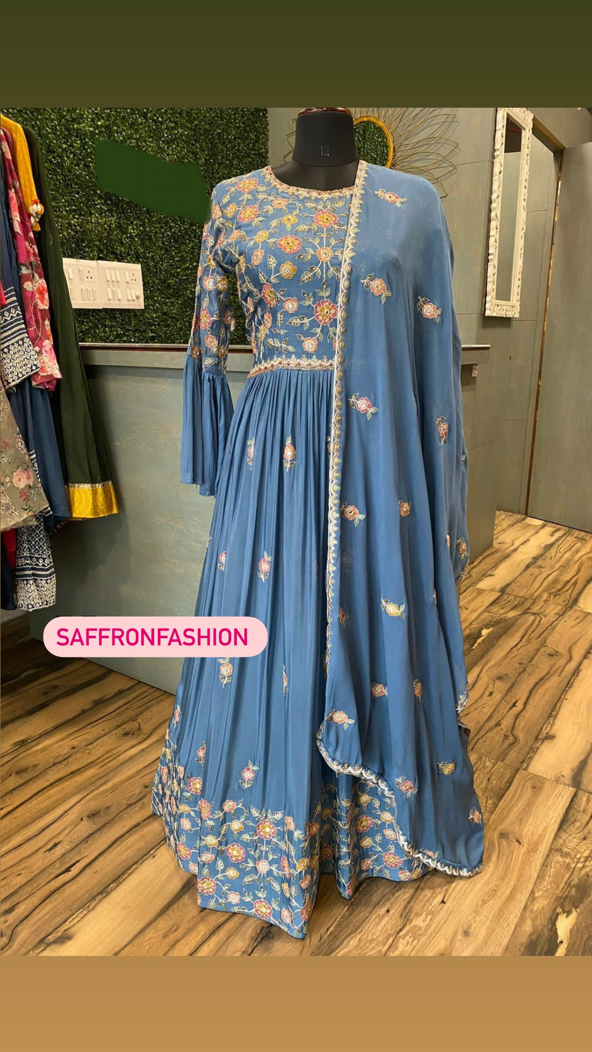 Bisha long beautiful dress - Saffronfashionindia