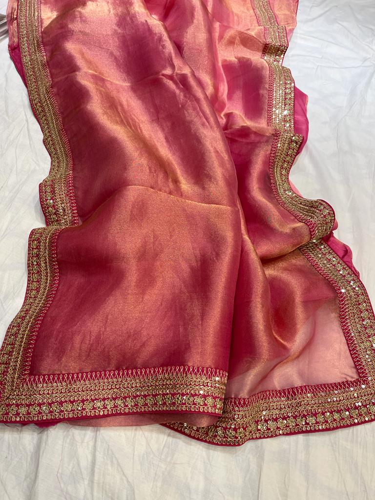 Kanjeevaram inspired tissue saree - Saffronfashionindia