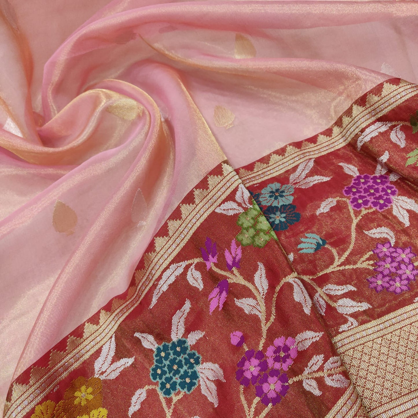 Kushnama tissue handwoven zari saree - Saffronfashionindia