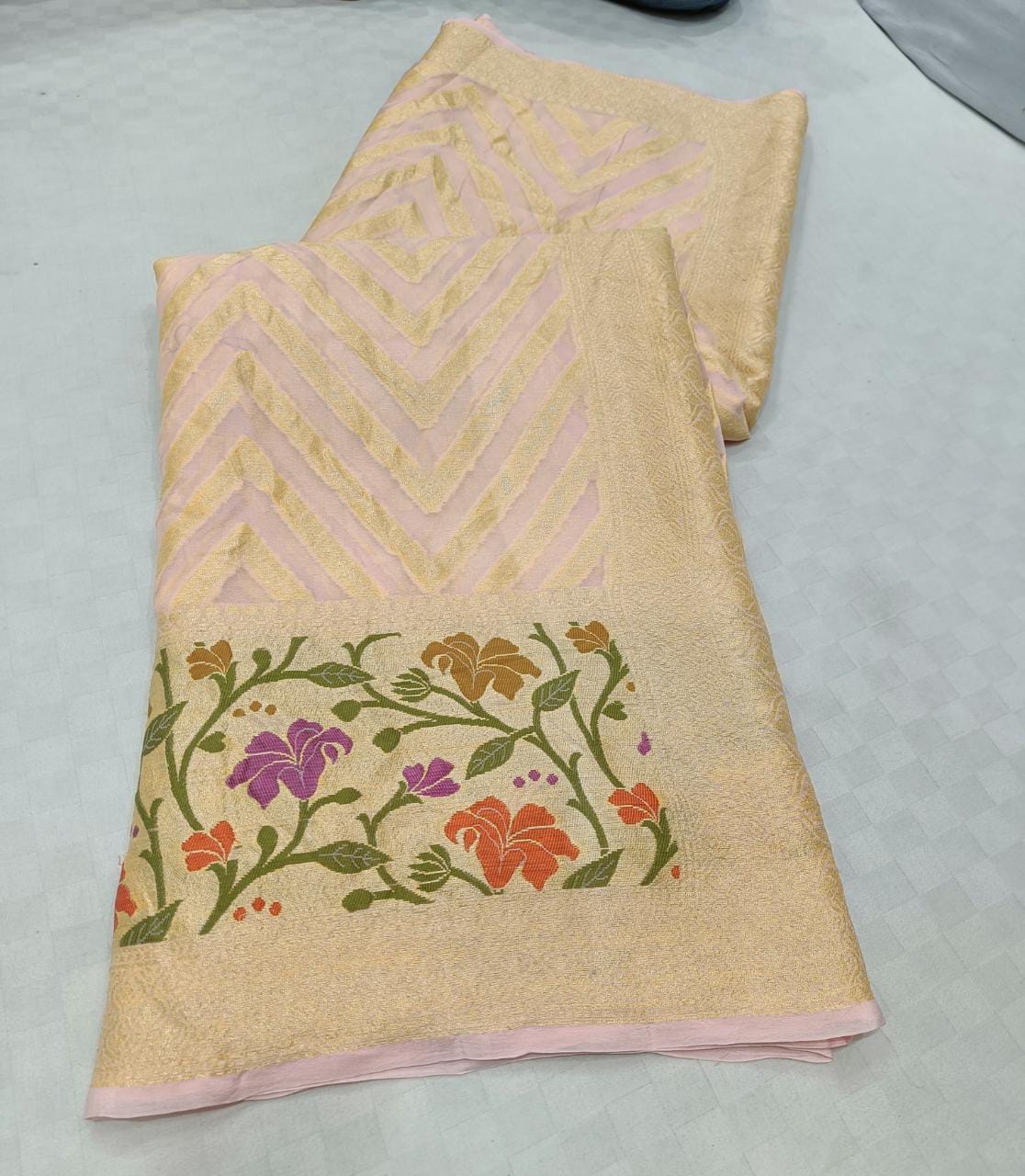 Zig zag inspired striped saree - Saffronfashionindia