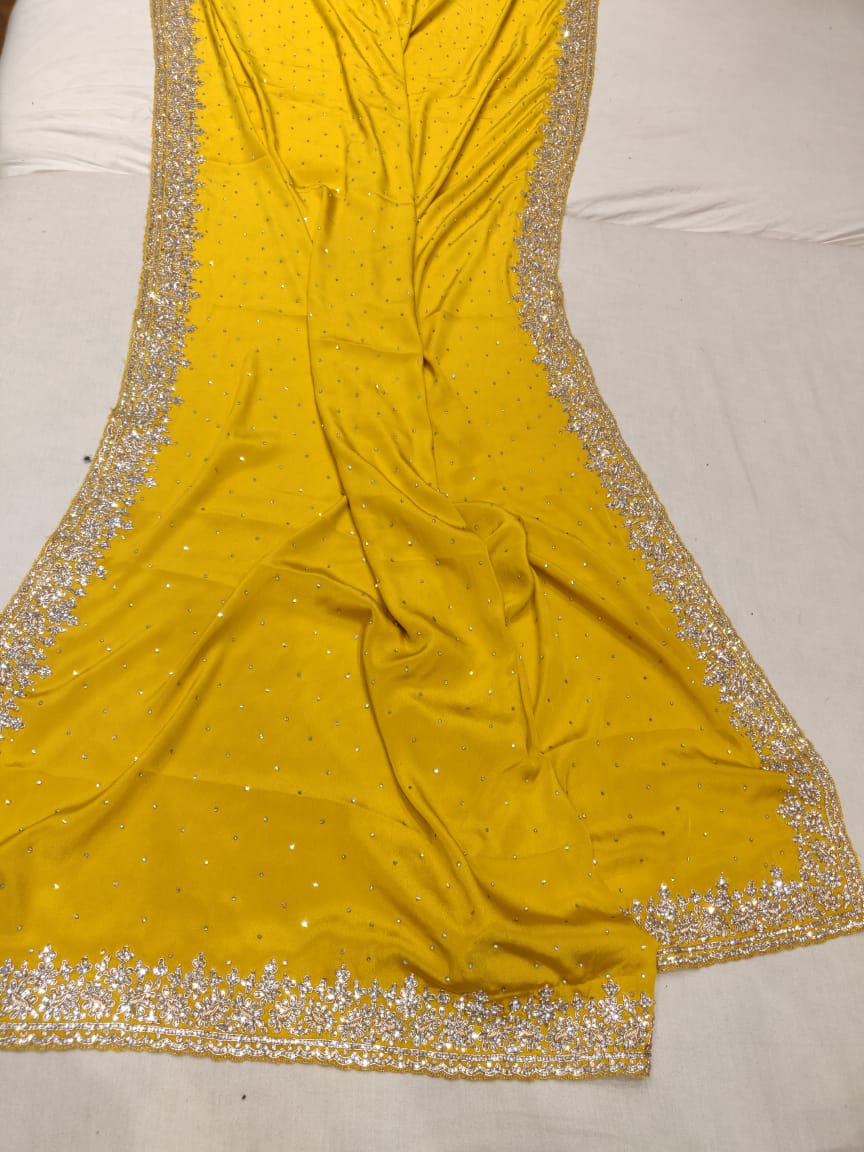 Crepe gorgette saree - Saffronfashionindia