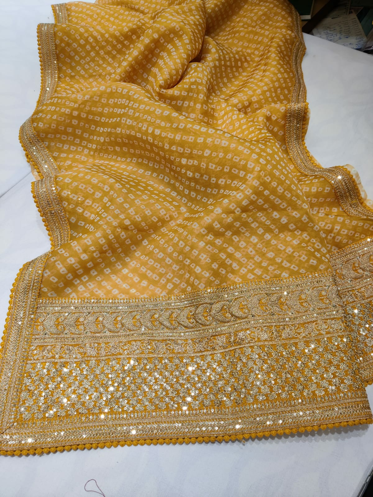 Omara lehariya organza saree - Saffronfashionindia