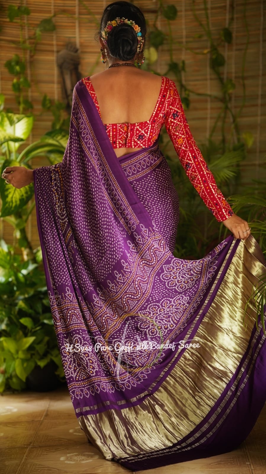 Ranisha bandhej gajji silk saree - Saffronfashionindia