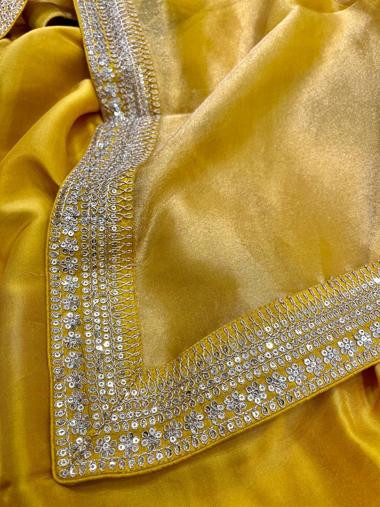 Kanjeevaram inspired tissue saree - Saffronfashionindia