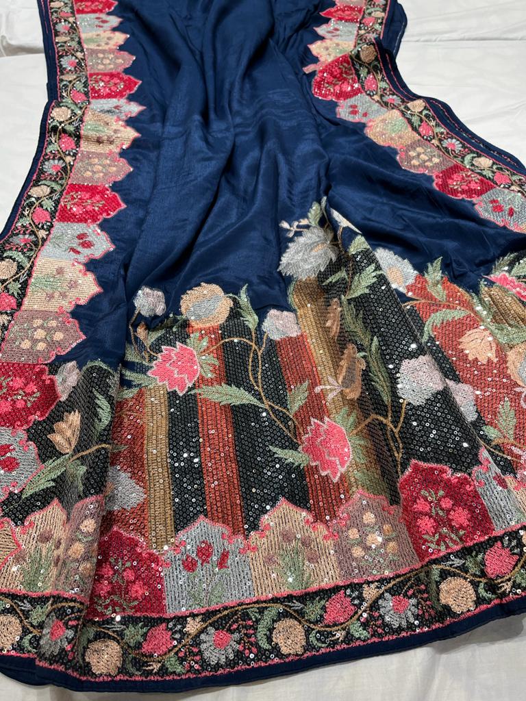 Ashvi crepe designer saree - Saffronfashionindia