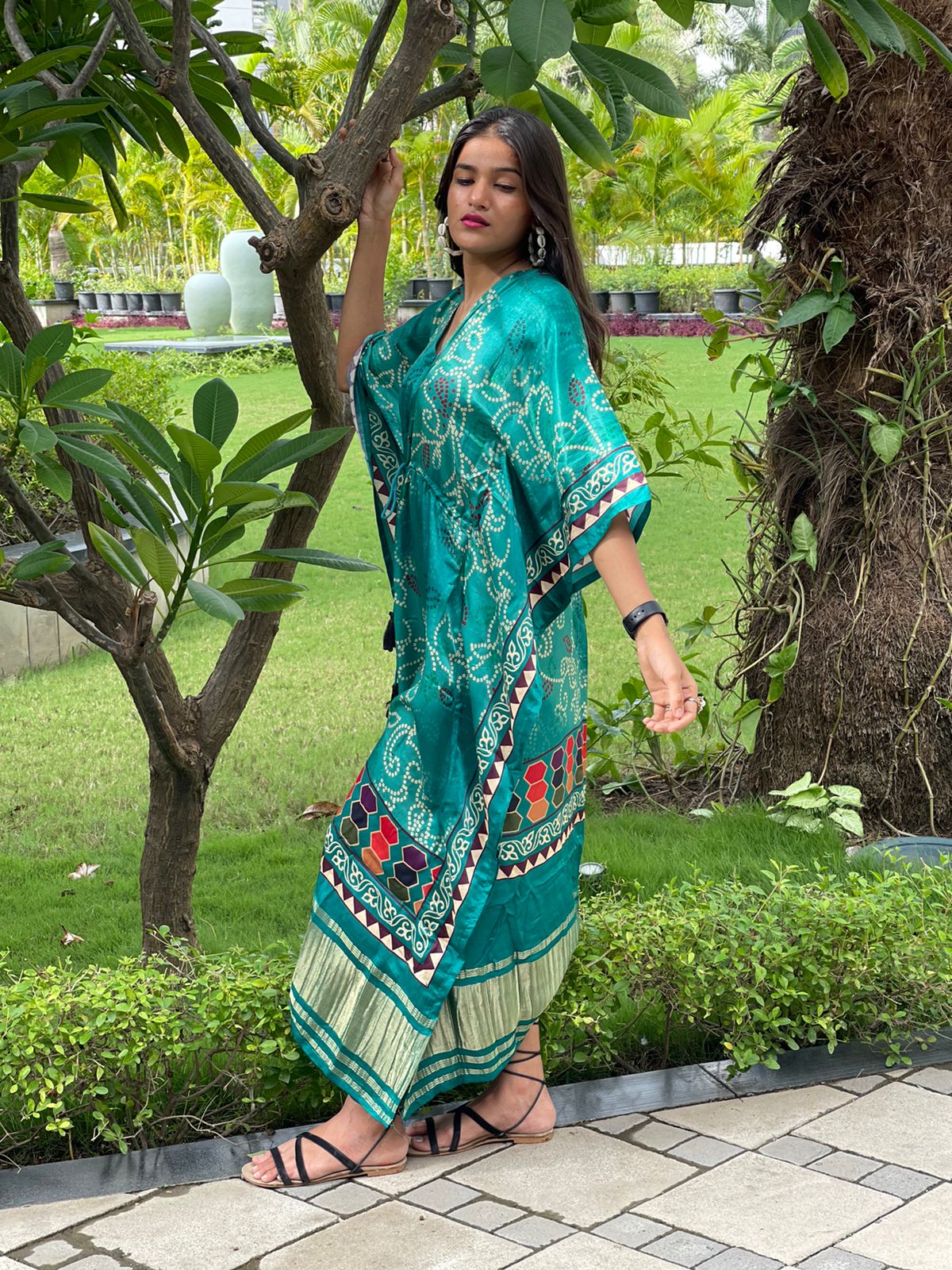 Sinita gajji silk kaftan - Saffronfashionindia