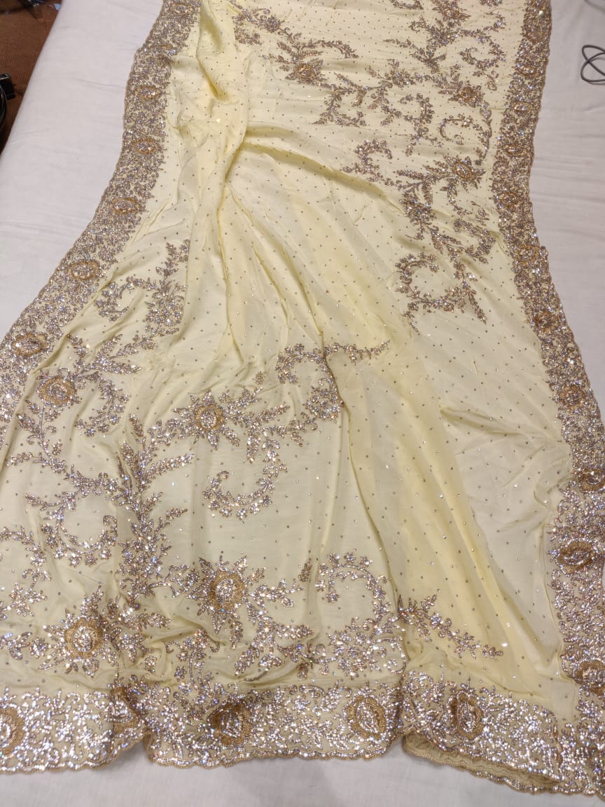 Mavita crepe zardosi saree - Saffronfashionindia