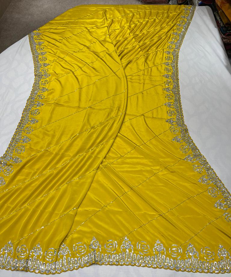 Avisha crepe zardosi saree - Saffronfashionindia