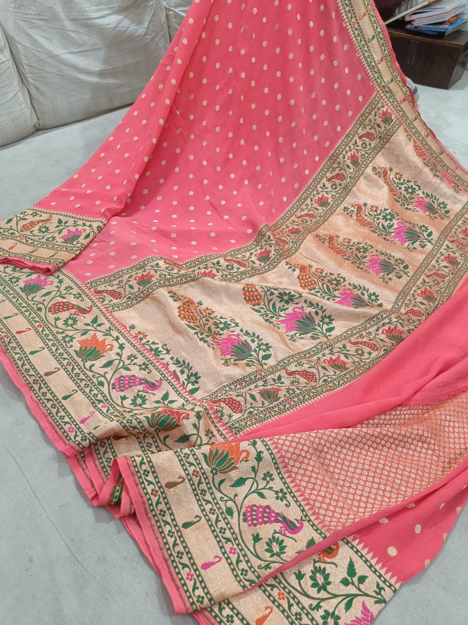 Sikhagarh gorgette saree - Saffronfashionindia