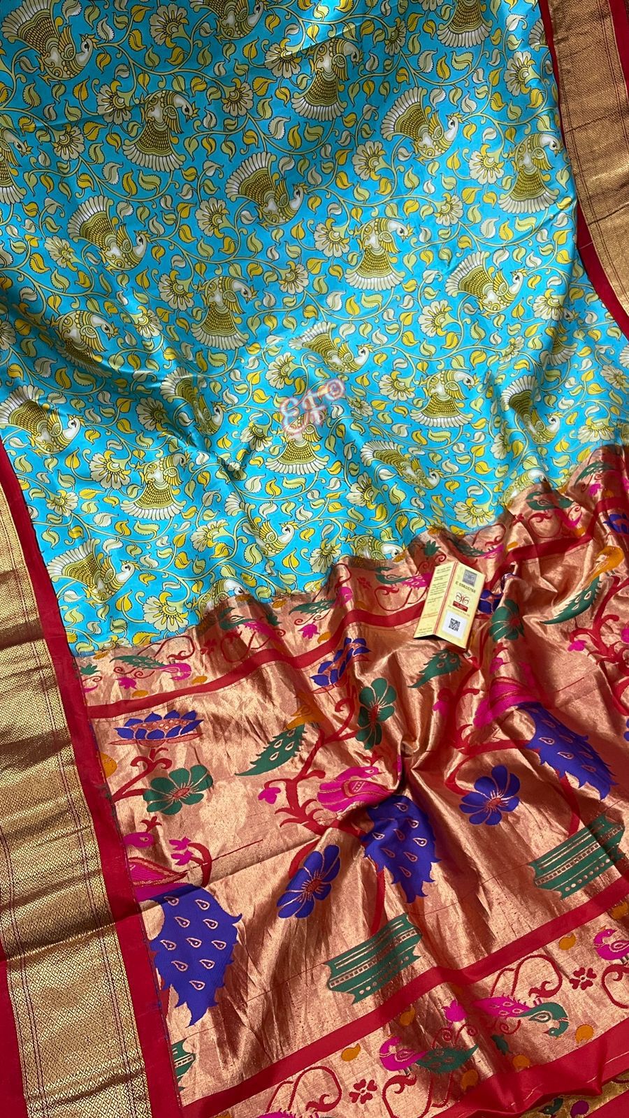 Gadwal paithani kalamkari saree - Saffronfashionindia