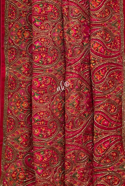 Kashmiri inspired gorgette saree - Saffronfashionindia