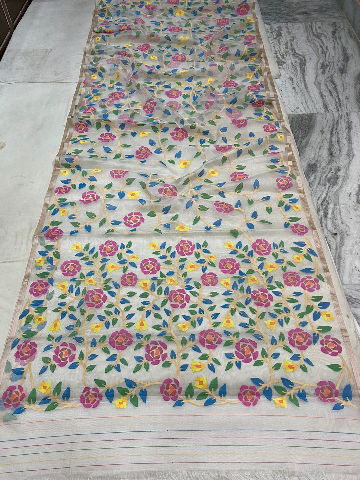 Jinava handwoven jamdani saree - Saffronfashionindia
