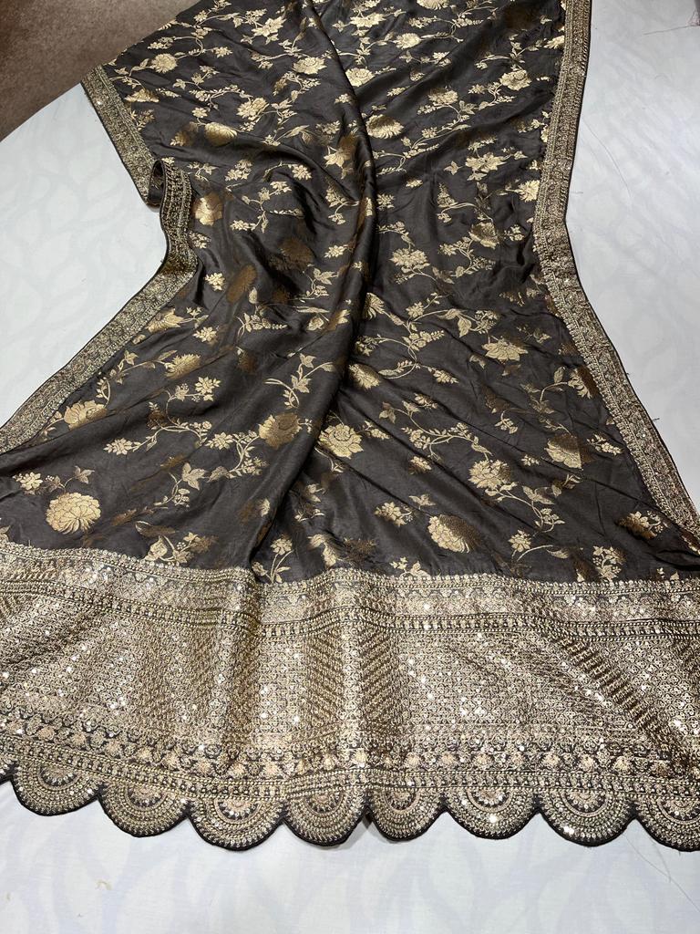 Silk sari zardosi saree - Saffronfashionindia