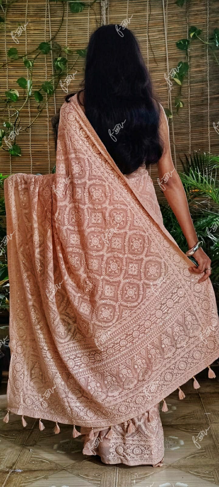 Kruti Chikankari Embroidery saree - Saffronfashionindia