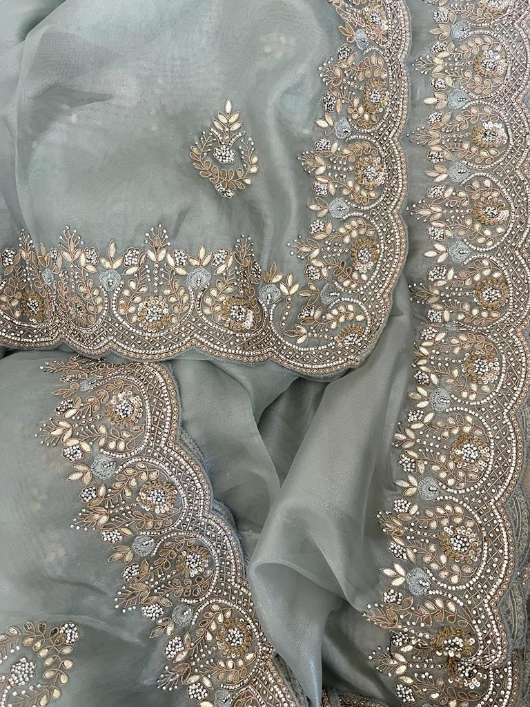 Gottapatti tissue organza saree - Saffronfashionindia