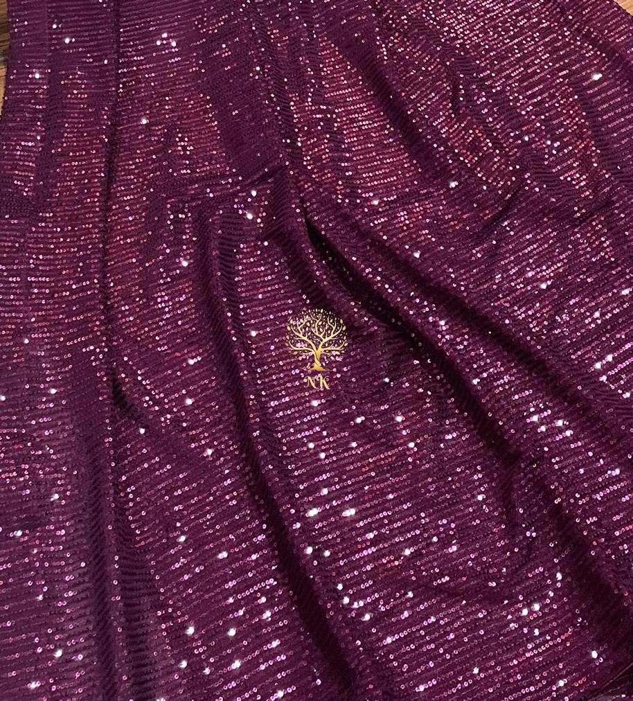 Elegant sequins partywear saree - Saffronfashionindia