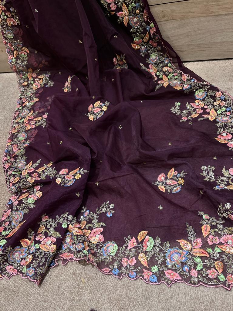 Venice purple saree - Saffronfashionindia