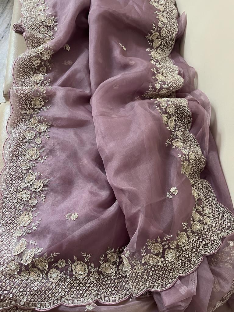 Bambi organza partywear saree - Saffronfashionindia