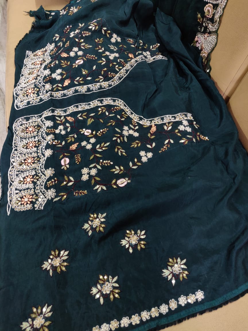 Zardosi organza saree - Saffronfashionindia