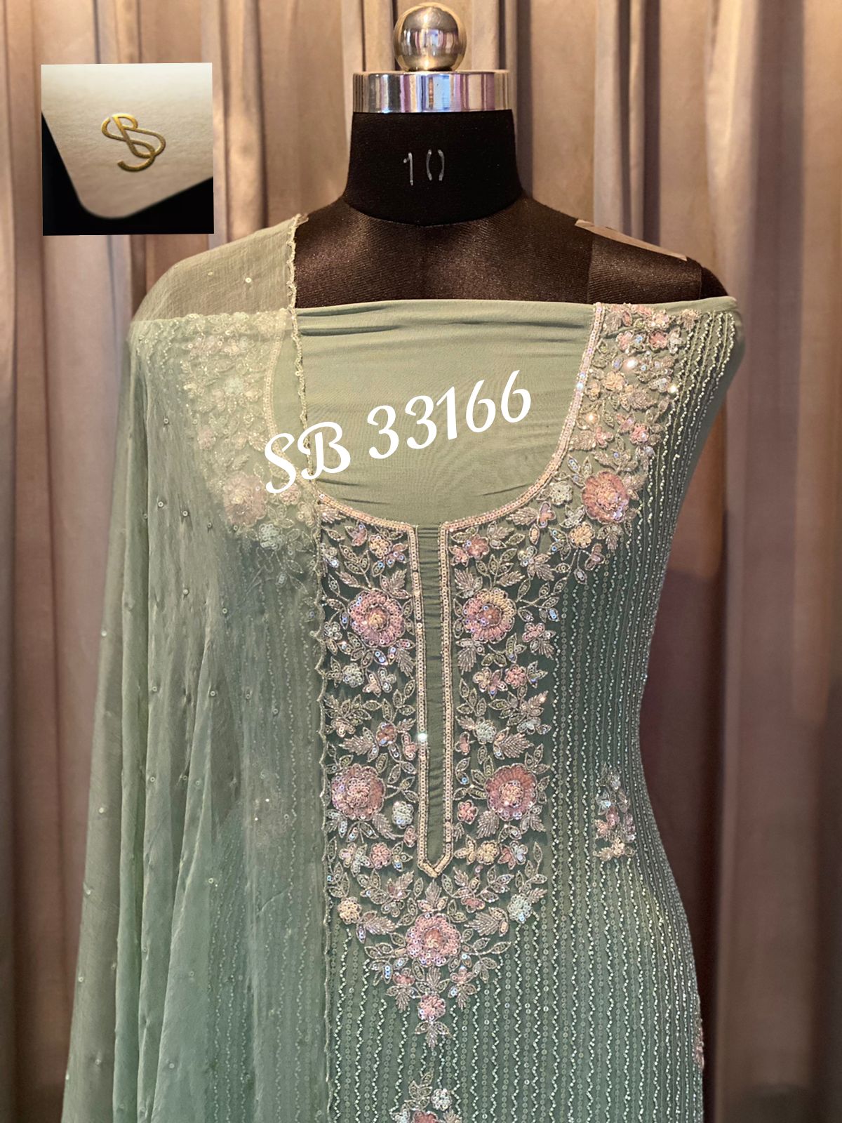 Nishani sequins embroidered suit - Saffronfashionindia