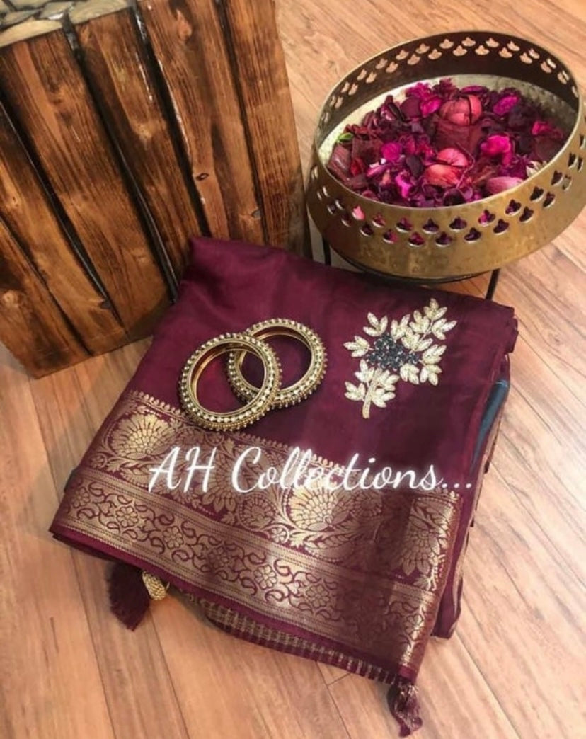 Munga partywear saree - Saffronfashionindia