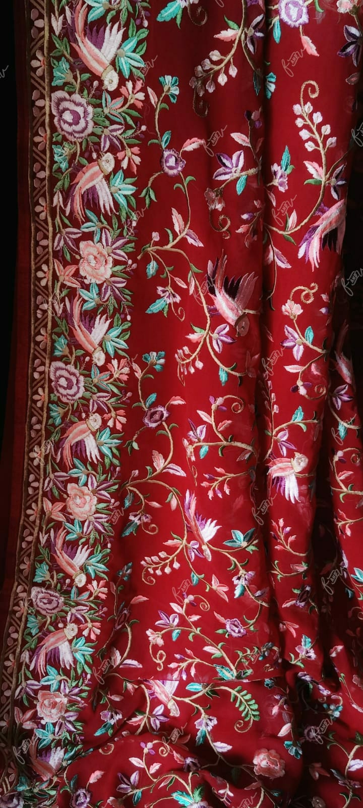 Velecia embroidery saree - Saffronfashionindia