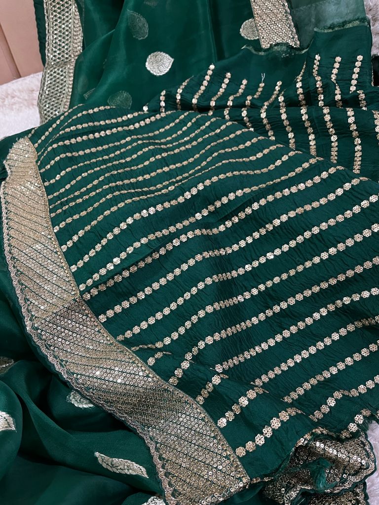 Emerald kora inspired saree - Saffronfashionindia