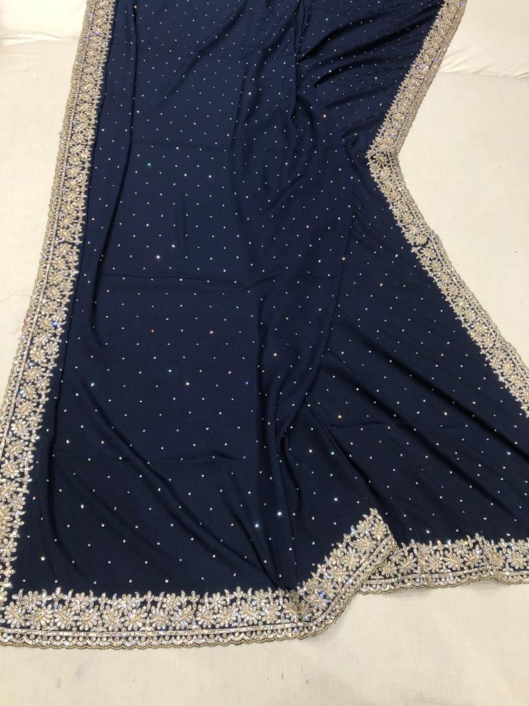 Crepe gorgette saree - Saffronfashionindia