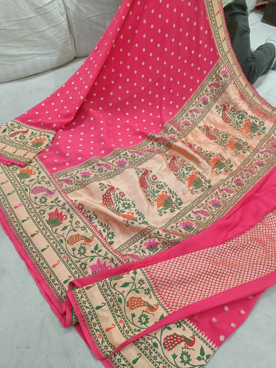 Sikhagarh gorgette saree - Saffronfashionindia