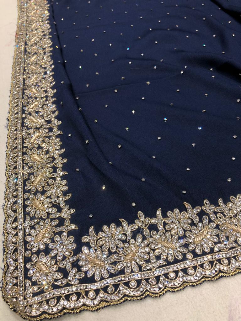 Crepe gorgette saree - Saffronfashionindia