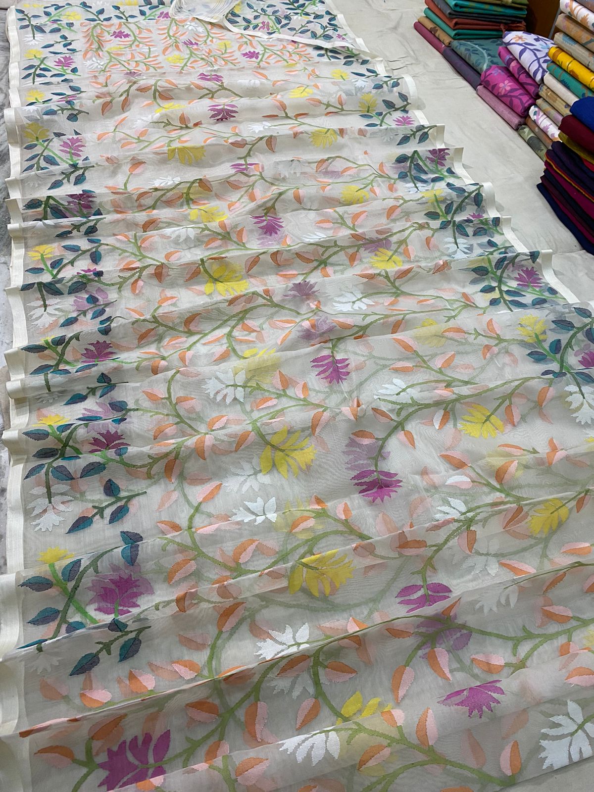 Geetanjali muslin jamdani saree - Saffronfashionindia