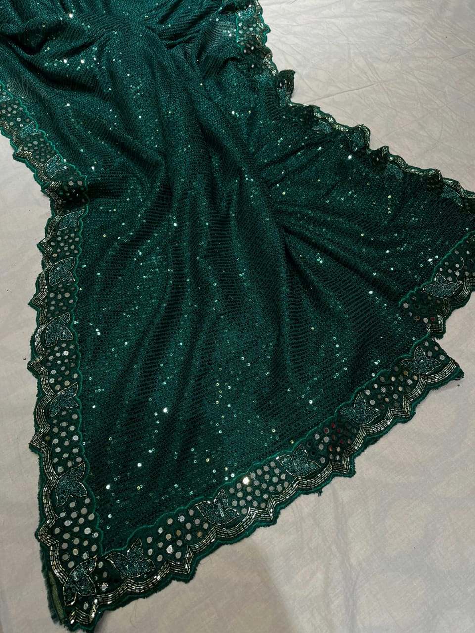 Sequins net saree - Saffronfashionindia