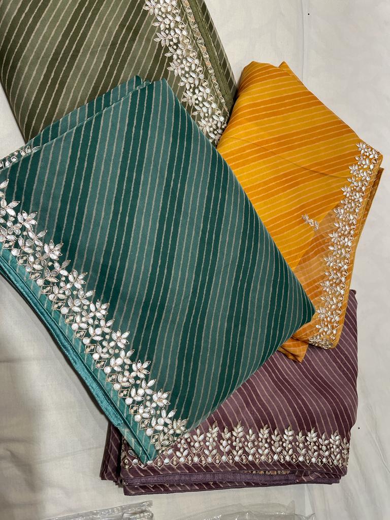 Muneba Lehariya organza saree - Saffronfashionindia
