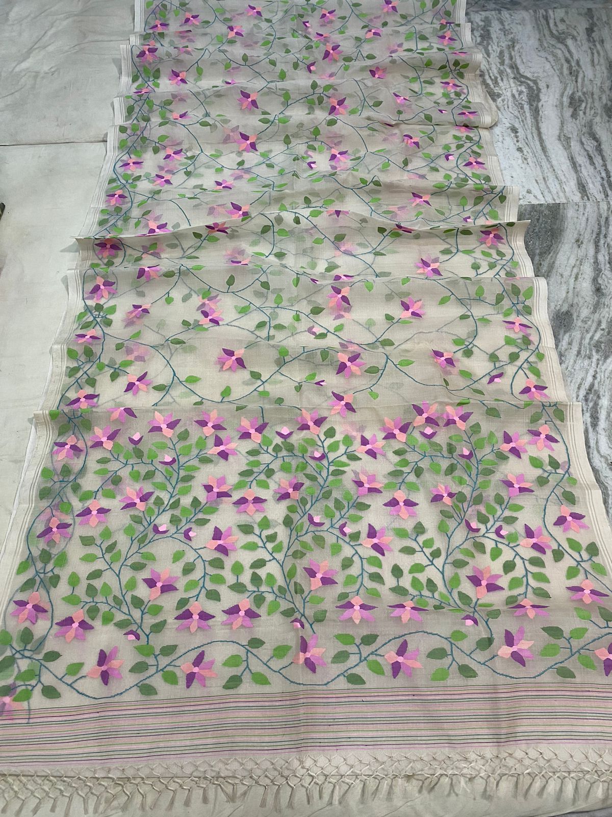 Roja inspired beautiful tantuj jamdani saree - Saffronfashionindia