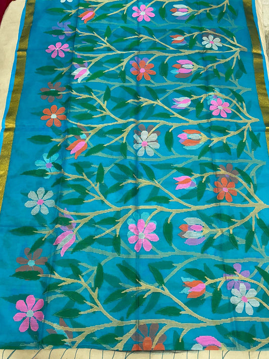 Nisha muslin jamdani saree - Saffronfashionindia