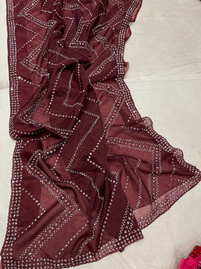 Ivara organza zardosi saree - Saffronfashionindia