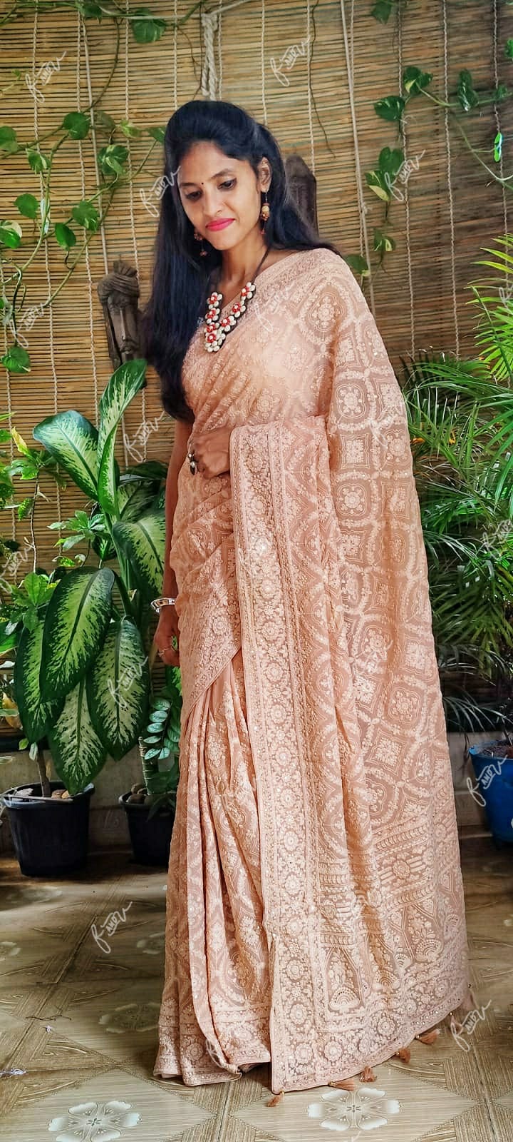 Kruti Chikankari Embroidery saree - Saffronfashionindia