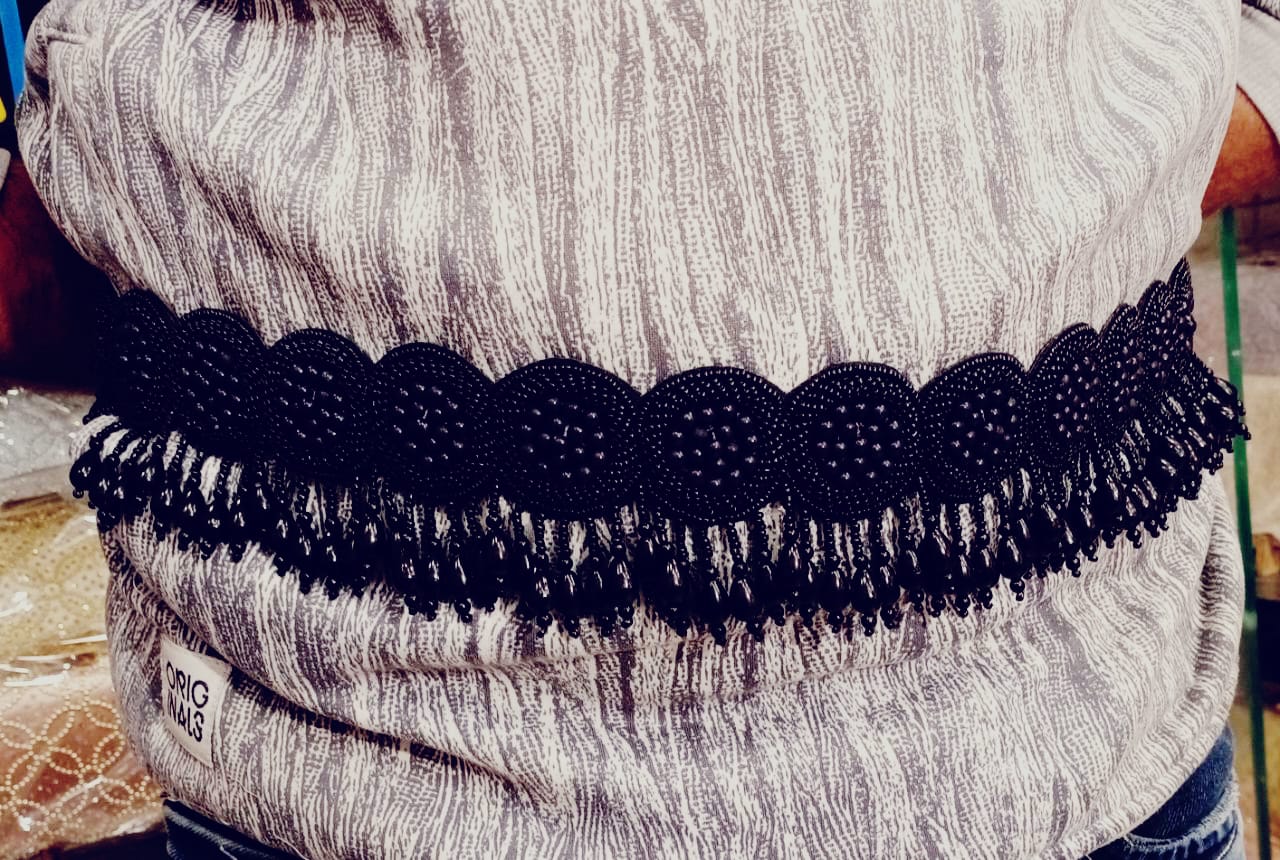 Pearl beaded waist belt - Saffronfashionindia