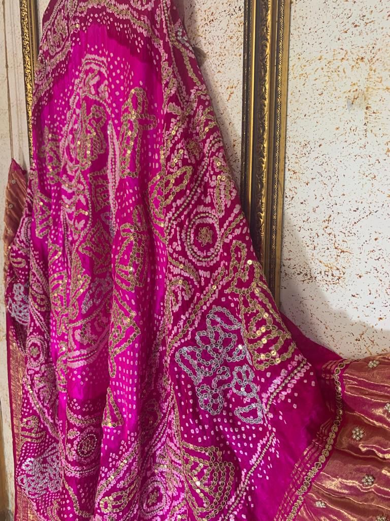 Exclusive pink gajji  embroidered dupatta - Saffronfashionindia