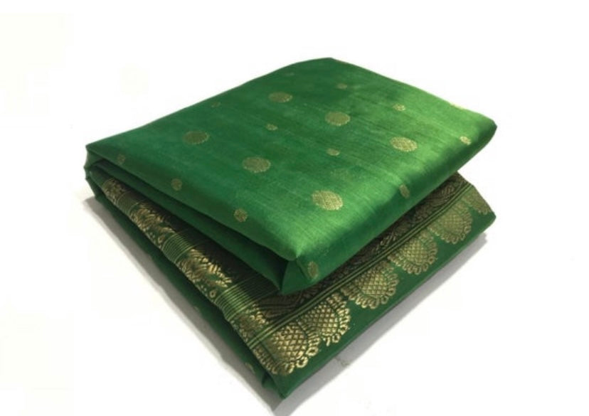 Green Chanderi saree - Saffronfashionindia