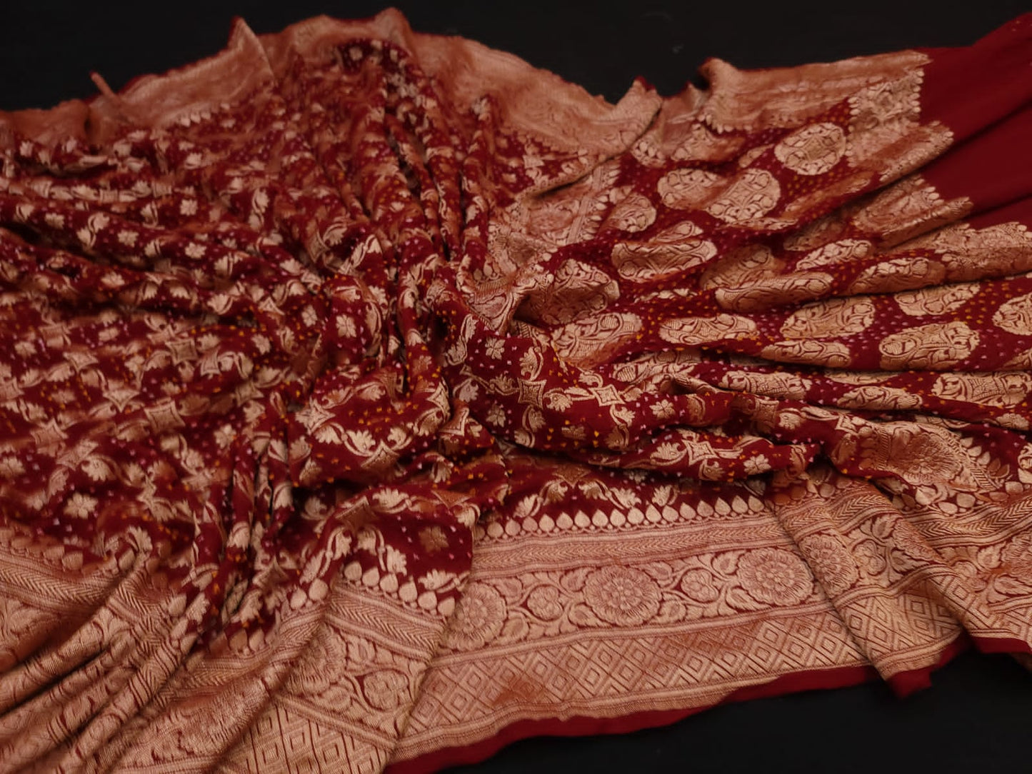 Gorgette banarsi  neemjari saree - Saffronfashionindia