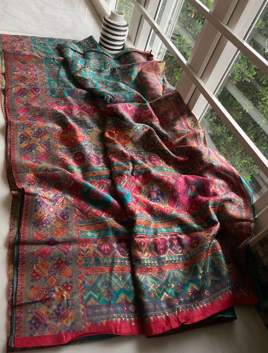 Pashmina Kani silk saree - Saffronfashionindia