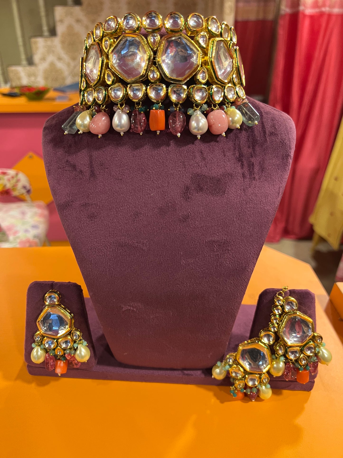 Rainbow choker set - Saffronfashionindia