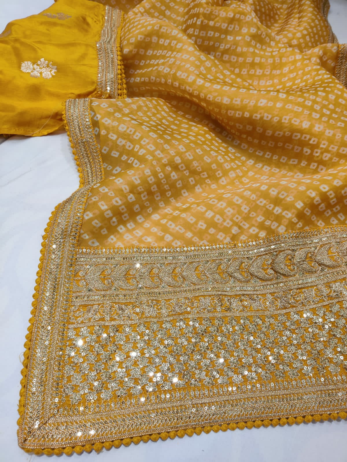 Omara lehariya organza saree - Saffronfashionindia