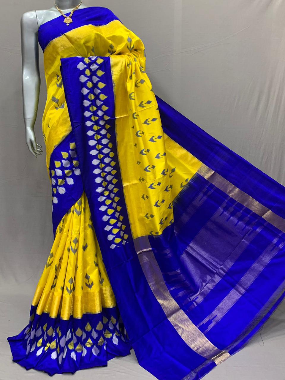 Ikkat Indian saree women sari blouse - Saffronfashionindia