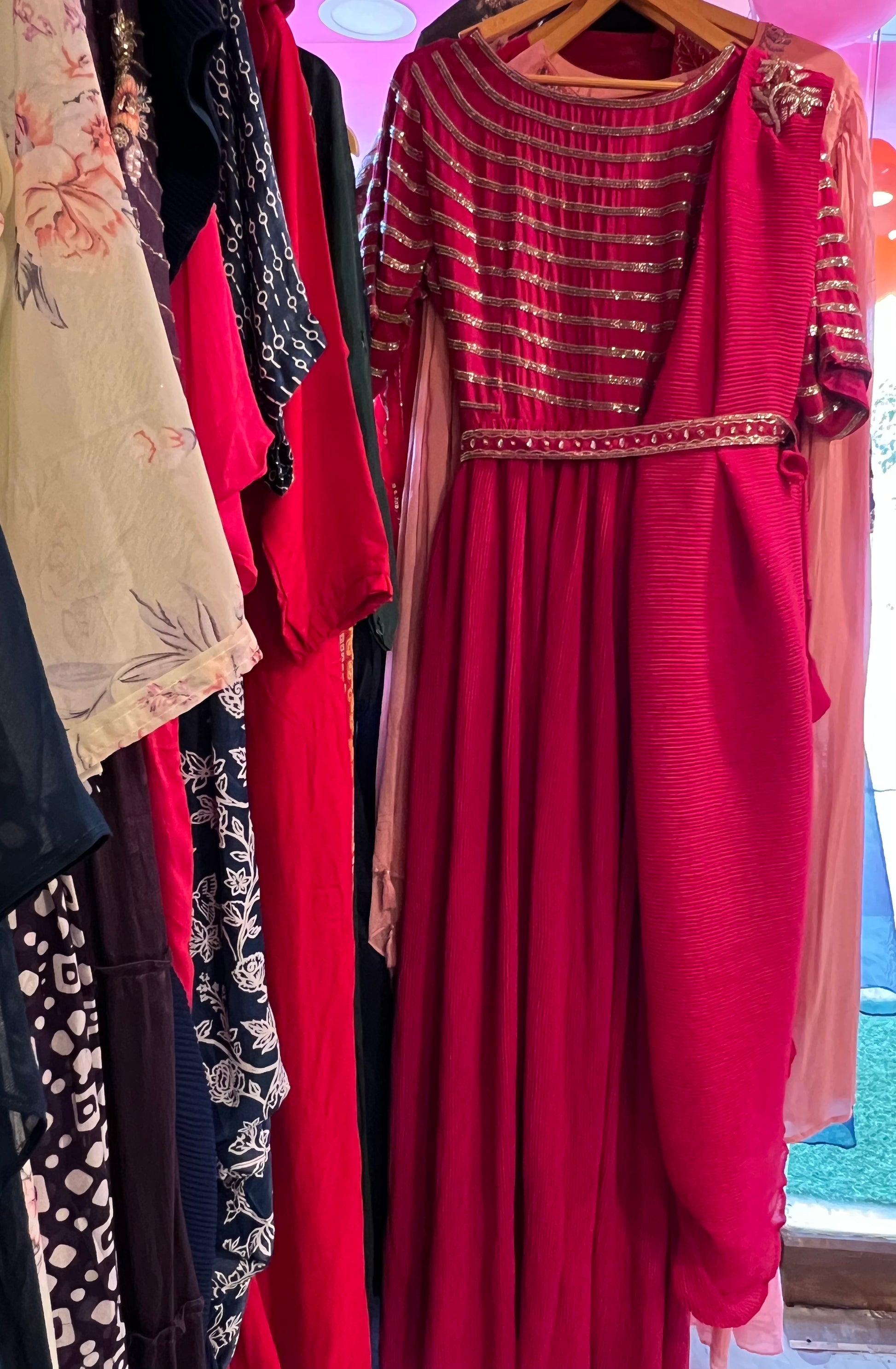 Nora pink beautiful gown - Saffronfashionindia